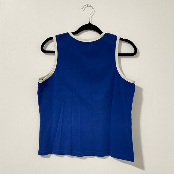 Roots Athletics Jersey Tank Top Patch Graphic Blue & White Muscle Tee - Picture 3 of 5